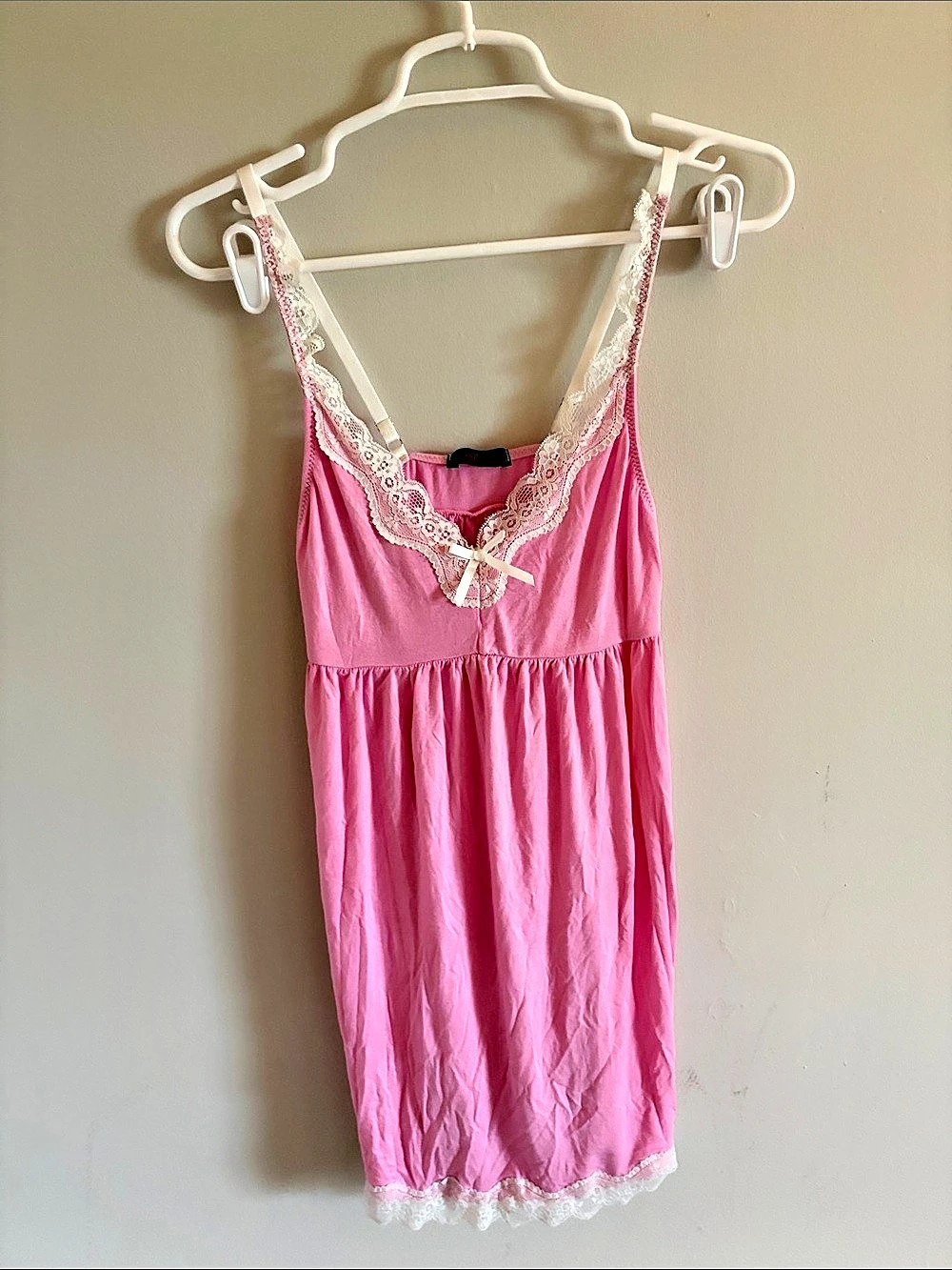 Pink Lace Trim Mini Dress Like New